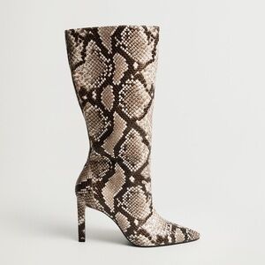 Mango Snakeskin Heeled Boots
